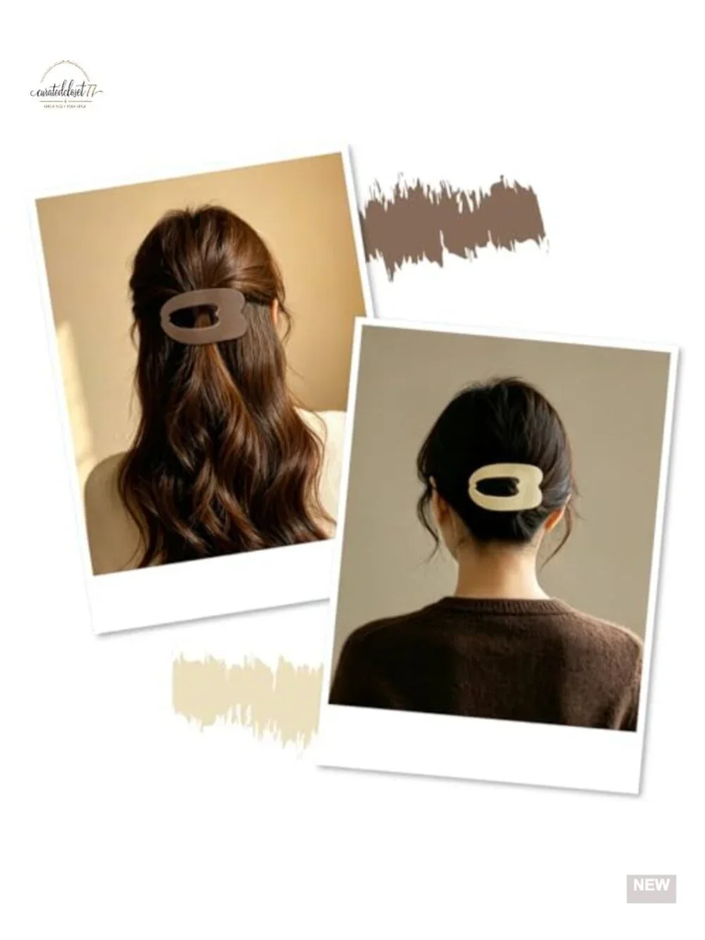 8 Piece Hair Clips Set - 4 Arc Claw Clips & 4 Flat Clips, Non-Slip Hold, Matte